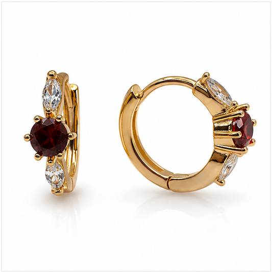 Arete Huggie baby con Zirconia Central | Oro Laminado 18K
