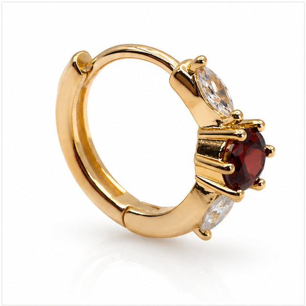 Arete Huggie baby con Zirconia Central | Oro Laminado 18K