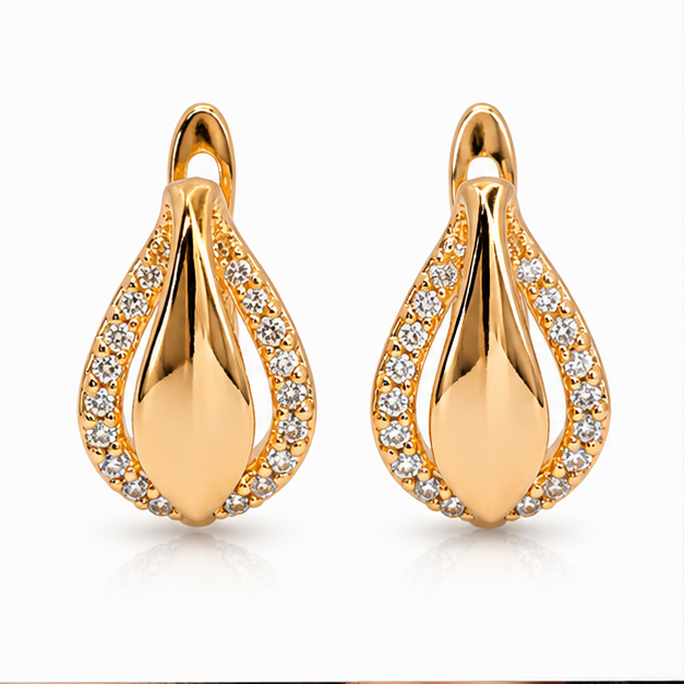 Arete Gota Elegance Oro Laminado 18K con Zirconias | Princess Magic