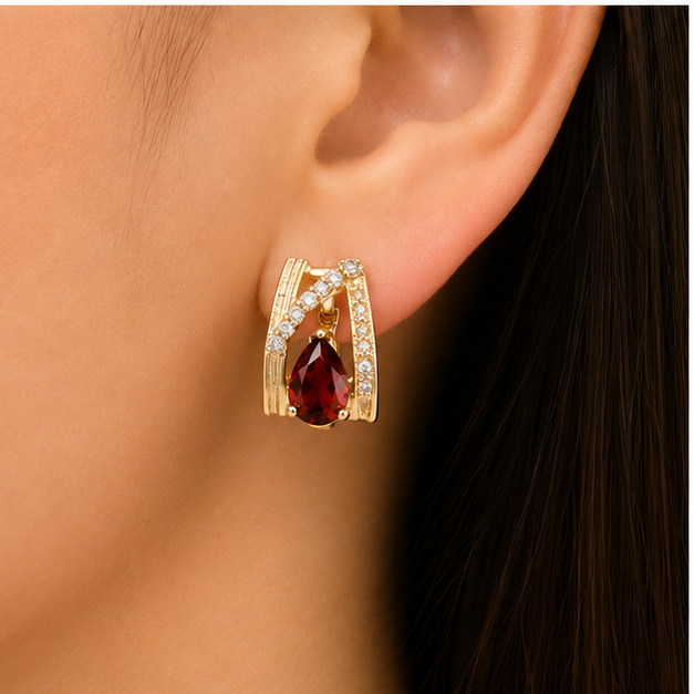 Arete con Zirconia Gota Oro Laminado | Princess Magic