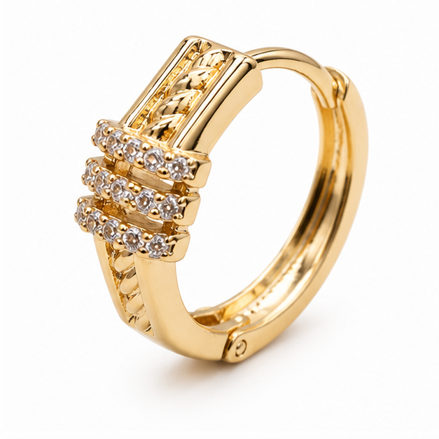 Arete Huggie con Zirconias Oro Laminado | Princess Magic