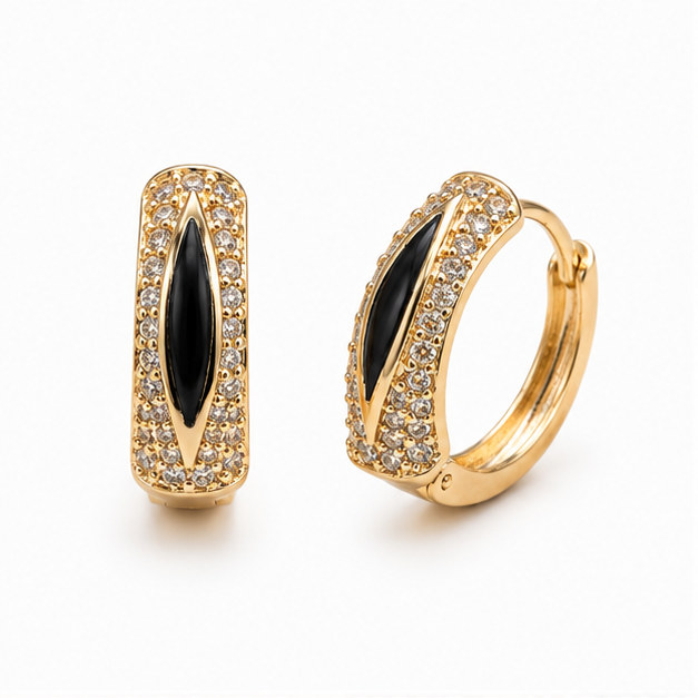 Arete Huggie con Zirconias y Esmalte Oro Laminado | Princess Magic