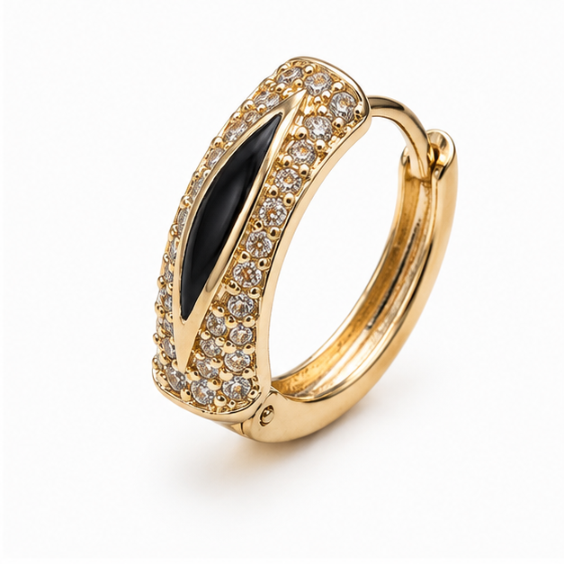 Arete Huggie con Zirconias y Esmalte Oro Laminado | Princess Magic