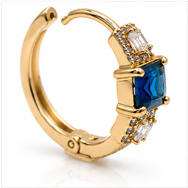 Arete Huggie con Zirconia Rectangular Oro Laminado 18K | PrincessMagic