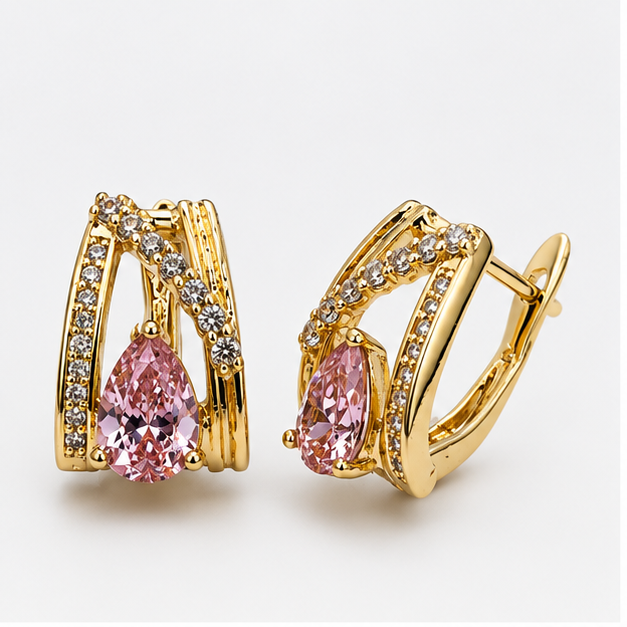 Arete con Zirconia Gota Oro Laminado | Princess Magic