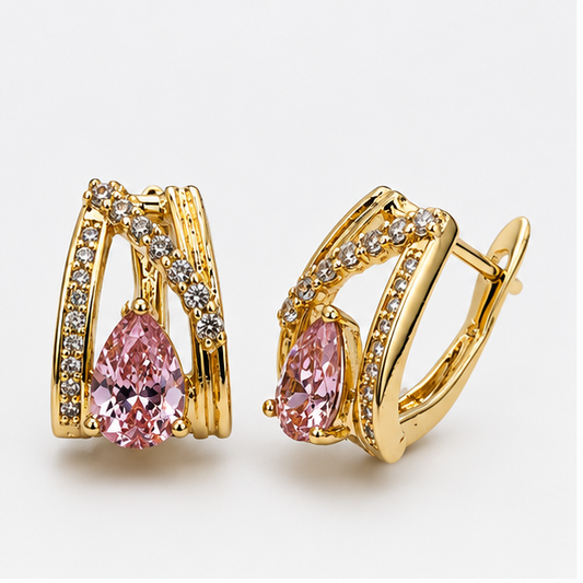 Arete con Zirconia Gota Oro Laminado | Princess Magic
