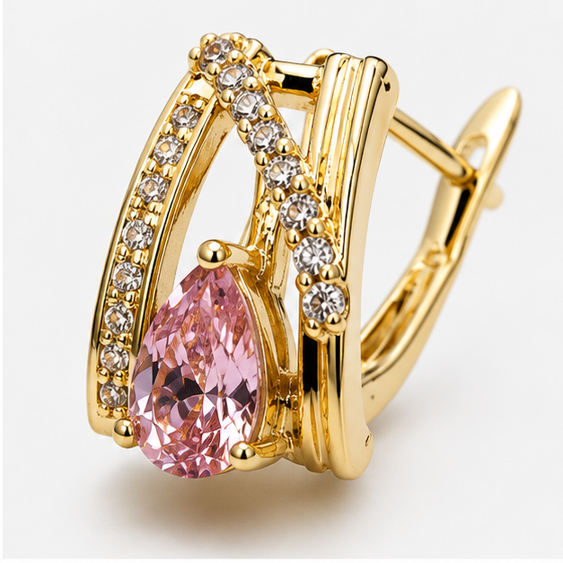 Arete con Zirconia Gota Oro Laminado | Princess Magic