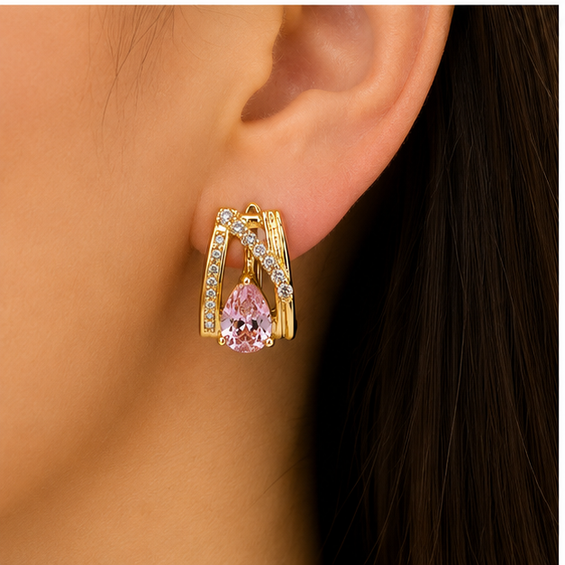 Arete con Zirconia Gota Oro Laminado | Princess Magic