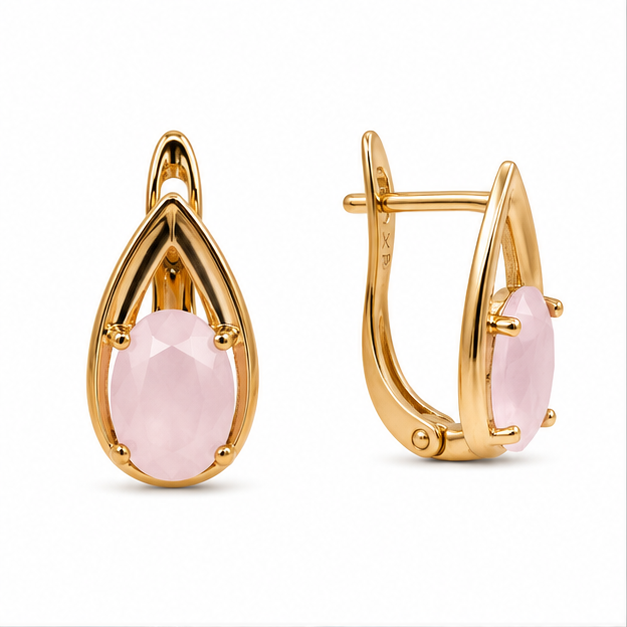 Arete Gota con Piedra Pastel Oro Laminado 18K | Princess Magic