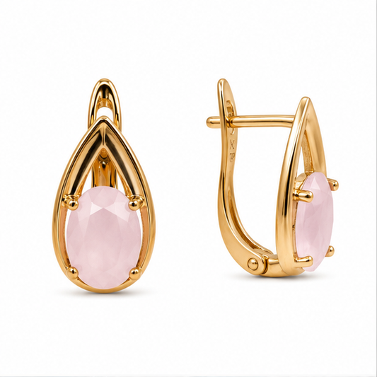 Arete Gota con Piedra Pastel Oro Laminado 18K | Princess Magic