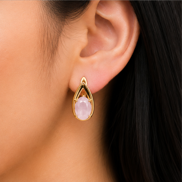 Arete Gota con Piedra Pastel Oro Laminado 18K | Princess Magic