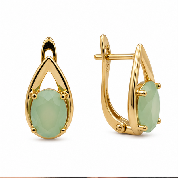 Arete Gota con Piedra Pastel Oro Laminado 18K | Princess Magic