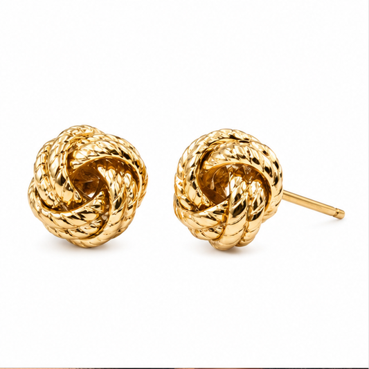 Arete Broquel Nudo Trenzado Oro Laminado | Princess Magic
