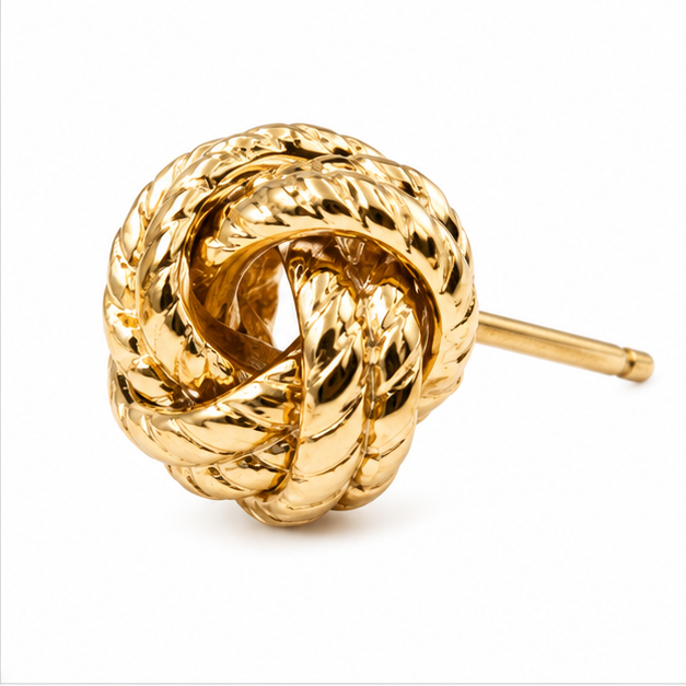 Arete Broquel Nudo Trenzado Oro Laminado | Princess Magic