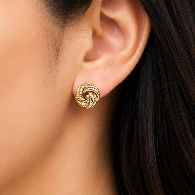 Arete Broquel Nudo Trenzado Oro Laminado | Princess Magic