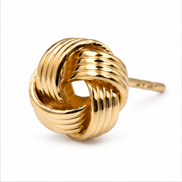 Arete Broquel Nudo Acanalado Oro Laminado | Princess Magic