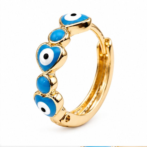Arete Huggie Ojo Turco Corazón Oro Laminado | Princess Magic