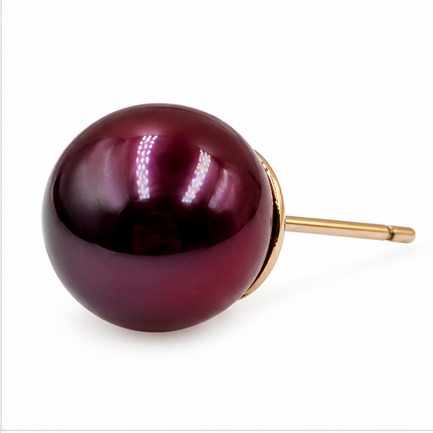 Arete Broquel Perla Vino Oro Laminado | Princess Magic
