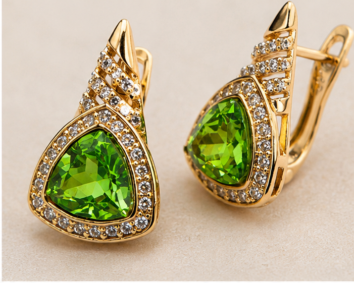 Aretes Huggie Oro Laminado Swarovski Esmeralda Royale | Princess Magic