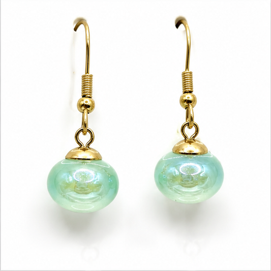 💙 Aretes Colgantes con Perla, Acero Inoxidable | PrincessMagic