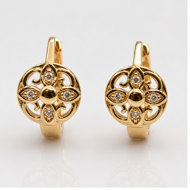 Arete Circular Calado con Zirconias | Oro Laminado 18K