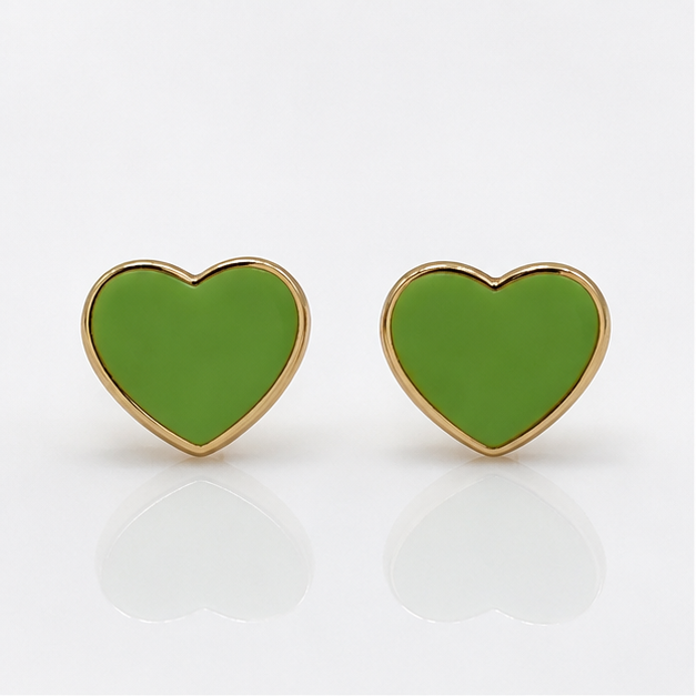 Arete Corazón Verde Oro Laminado 18K ✨ | PrincessMagic