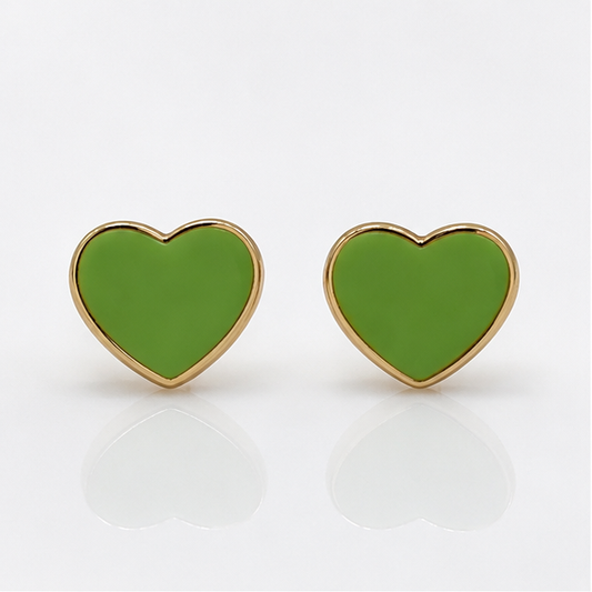 Arete Corazón Verde Oro Laminado 18K ✨ | PrincessMagic