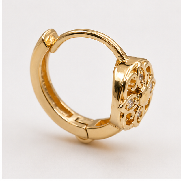 Arete Circular Calado con Zirconias | Oro Laminado 18K