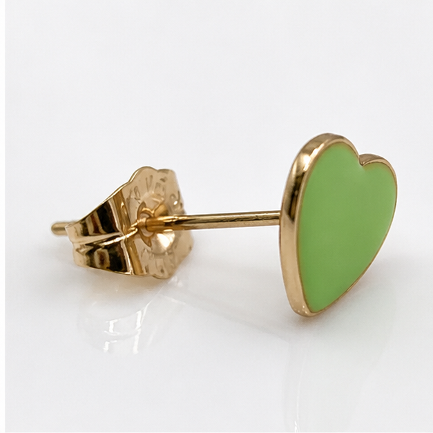 Arete Corazón Verde Oro Laminado 18K ✨ | PrincessMagic