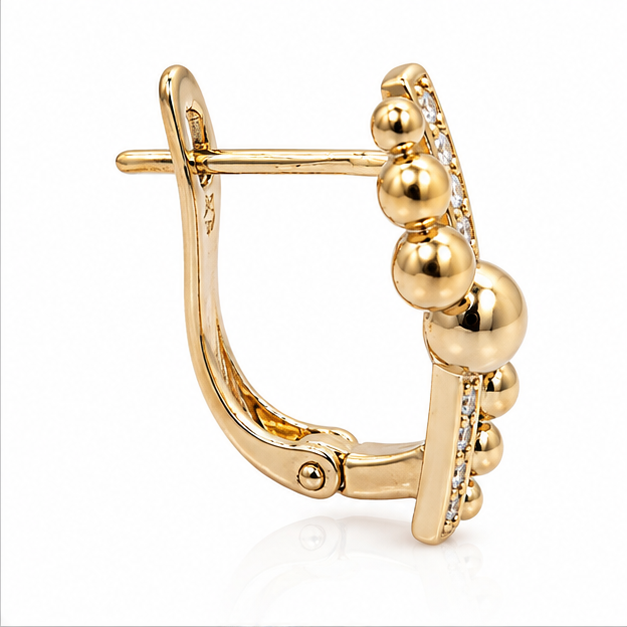 Aretes Huggie con Esferas y Zirconias Oro Laminado 18K | Princess Magic