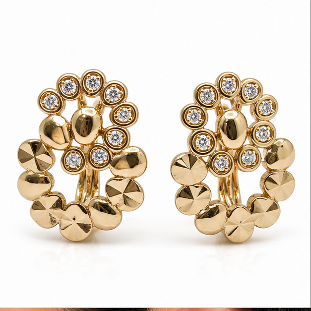 Arete Árbol de la Vida con Zirconias Oro Laminado 18K | Princess Magic
