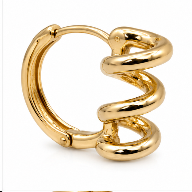 Aretes Huggie Espiral Minimalista Oro Laminado 18K | Princess Magic