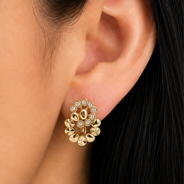 Arete Árbol de la Vida con Zirconias Oro Laminado 18K | Princess Magic