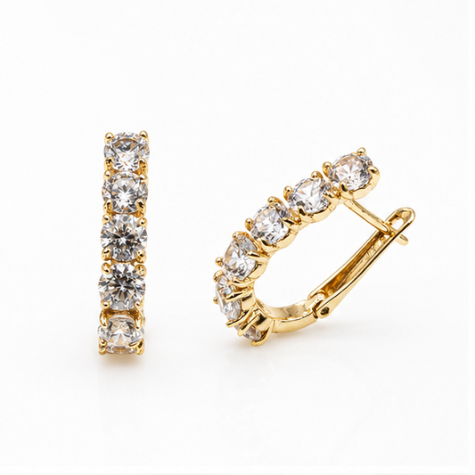 Arete Huggie con Zirconias Transparentes Oro Laminado | Princess Magic
