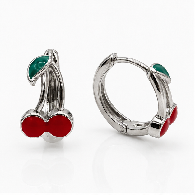 Arete Huggie Baby Cerezas | Rodio Laminado
