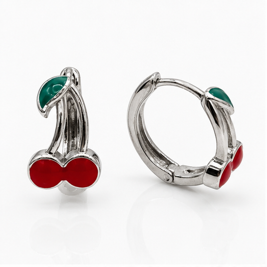 Arete Huggie Baby Cerezas | Rodio Laminado