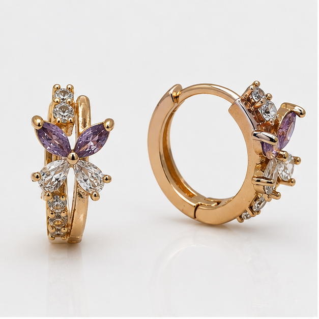 Arete Baby Mariposa con Zirconias Oro Laminado 18K | Princess Magic