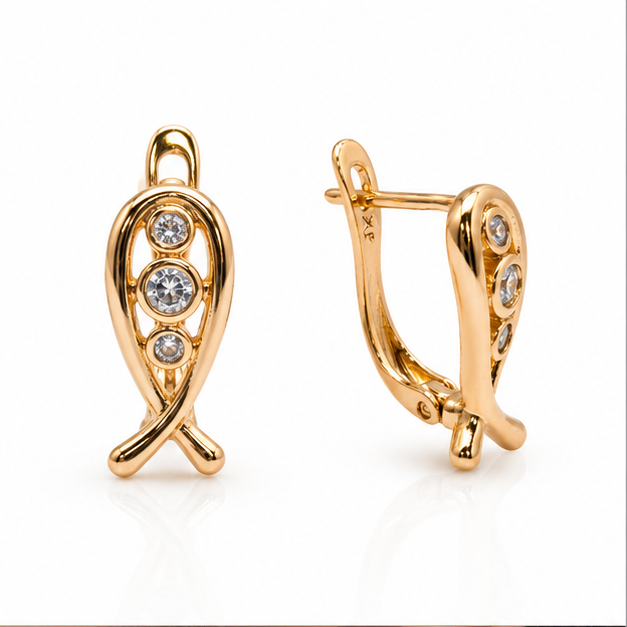 Aretes Cruz Infinita con Zirconias Oro Laminado 18K | Princess Magic