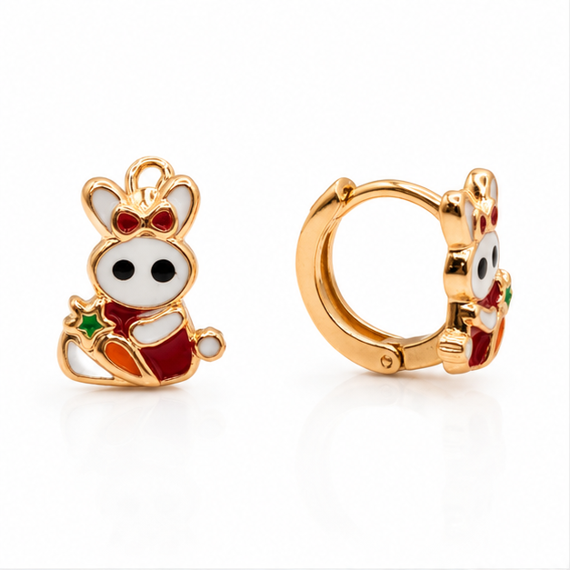 Aretes Conejita Esmaltada Oro Laminado 18K | Princess Magic