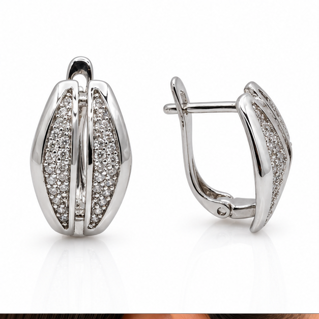 Arete con Zirconias Laminado en Rodio | Princess Magic
