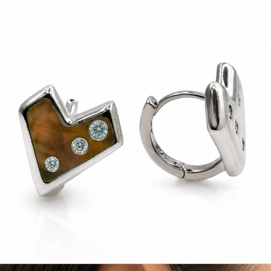 Aretes Geométricos Laminado en Rodio con Zirconias Cristal | Princess Magic