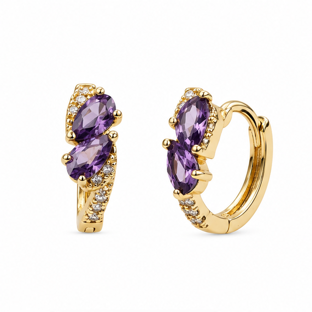 Arete Huggie Moño con Zirconias Oro Laminado | Princess Magic