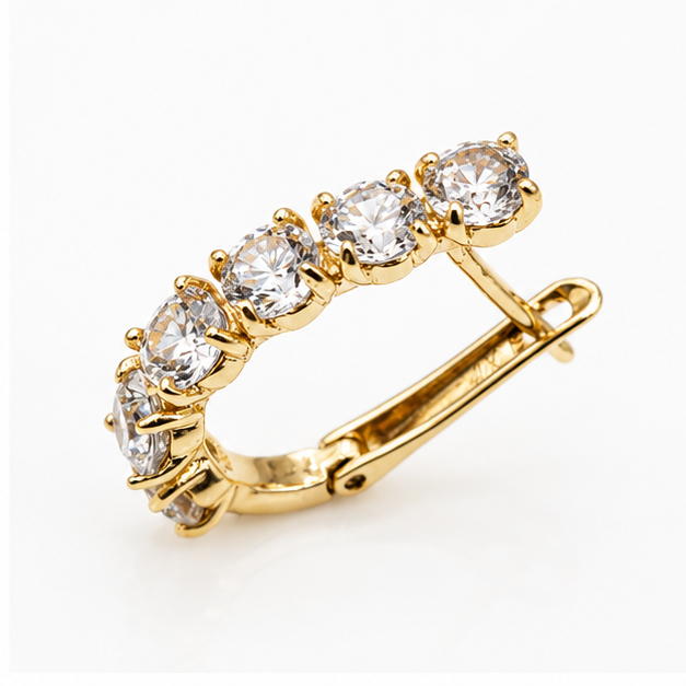 Arete Huggie con Zirconias Transparentes Oro Laminado | Princess Magic