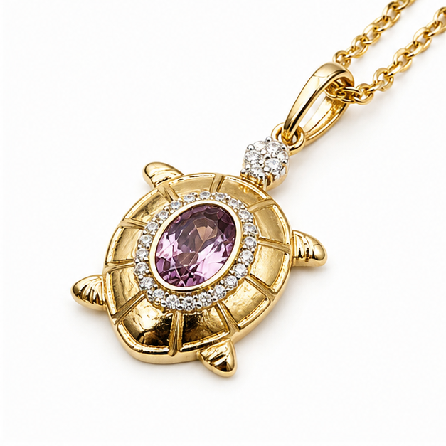 Collar Tortuga con Cristal Swarovski Oro Laminado | Princess Magic