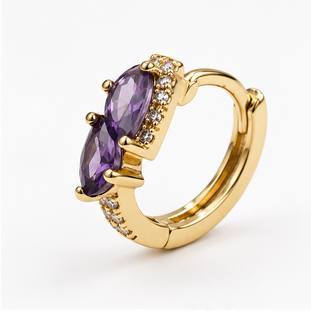 Arete Huggie Moño con Zirconias Oro Laminado | Princess Magic