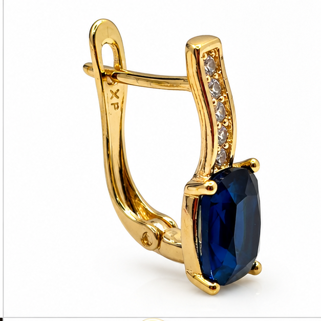Arete con Zirconia Azul Oro Laminado | Princess Magic