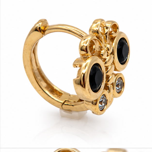 Aretes Mariposa con Zirconias Negras Oro Laminado 18K | Princess Magic