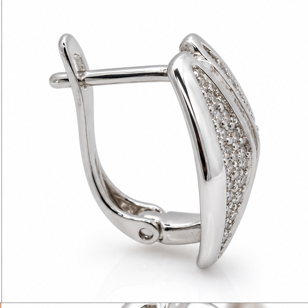 Arete con Zirconias Laminado en Rodio | Princess Magic