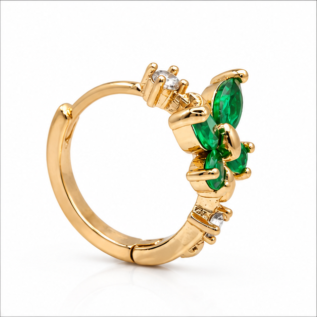 Arete Huggie Mariposa Verde Oro Laminado | Princess Magic