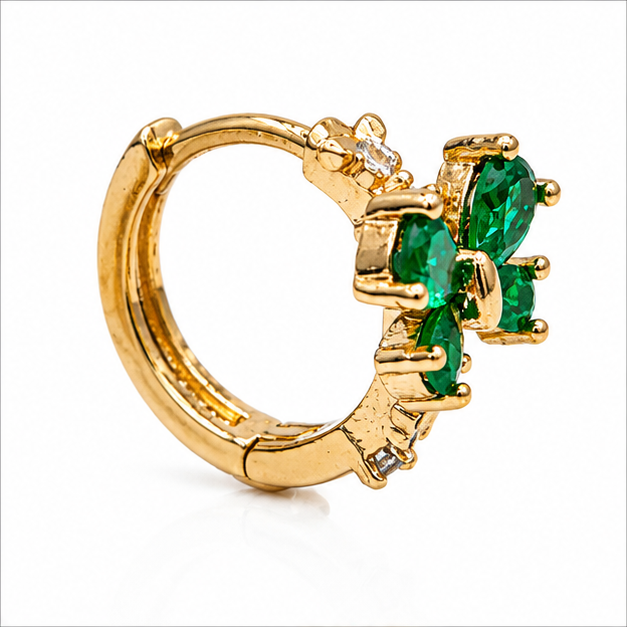 Arete Huggie Mariposa Verde Oro Laminado | Princess Magic